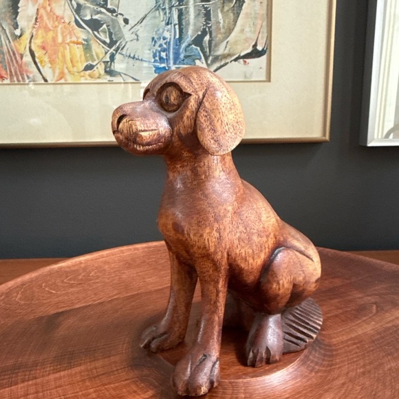Handcarved Wooden Folk Art Dog Sculpture 6” - Picture 5 of 11